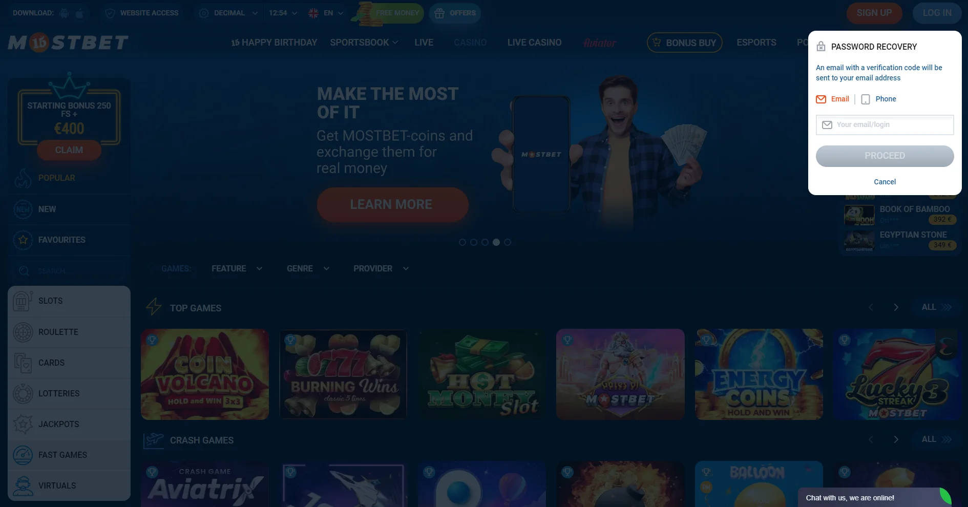 Mostbet login BD password